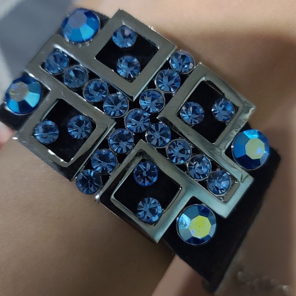 SUEDE bracelet with cross Swarovski crystals